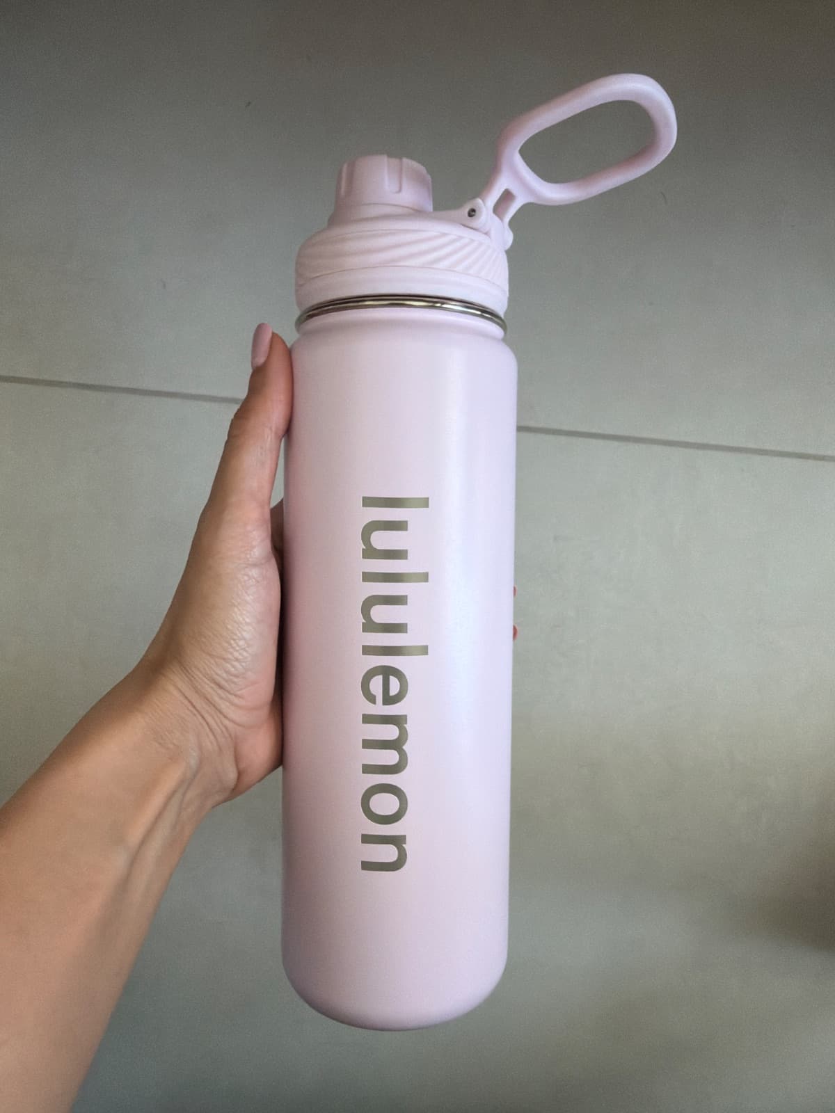 Lululemon Light Pink Water Bottle with Handle