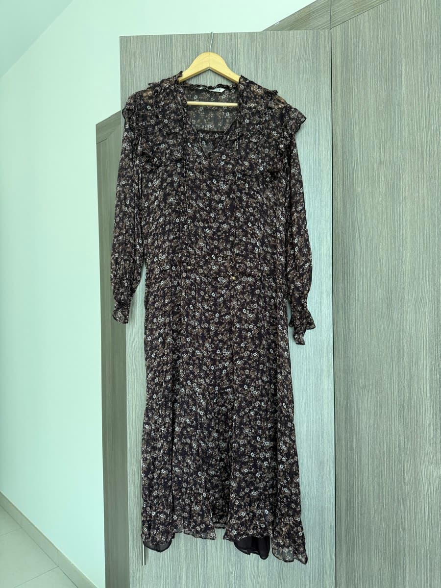 Zara Floral Ruffled Midi Dress