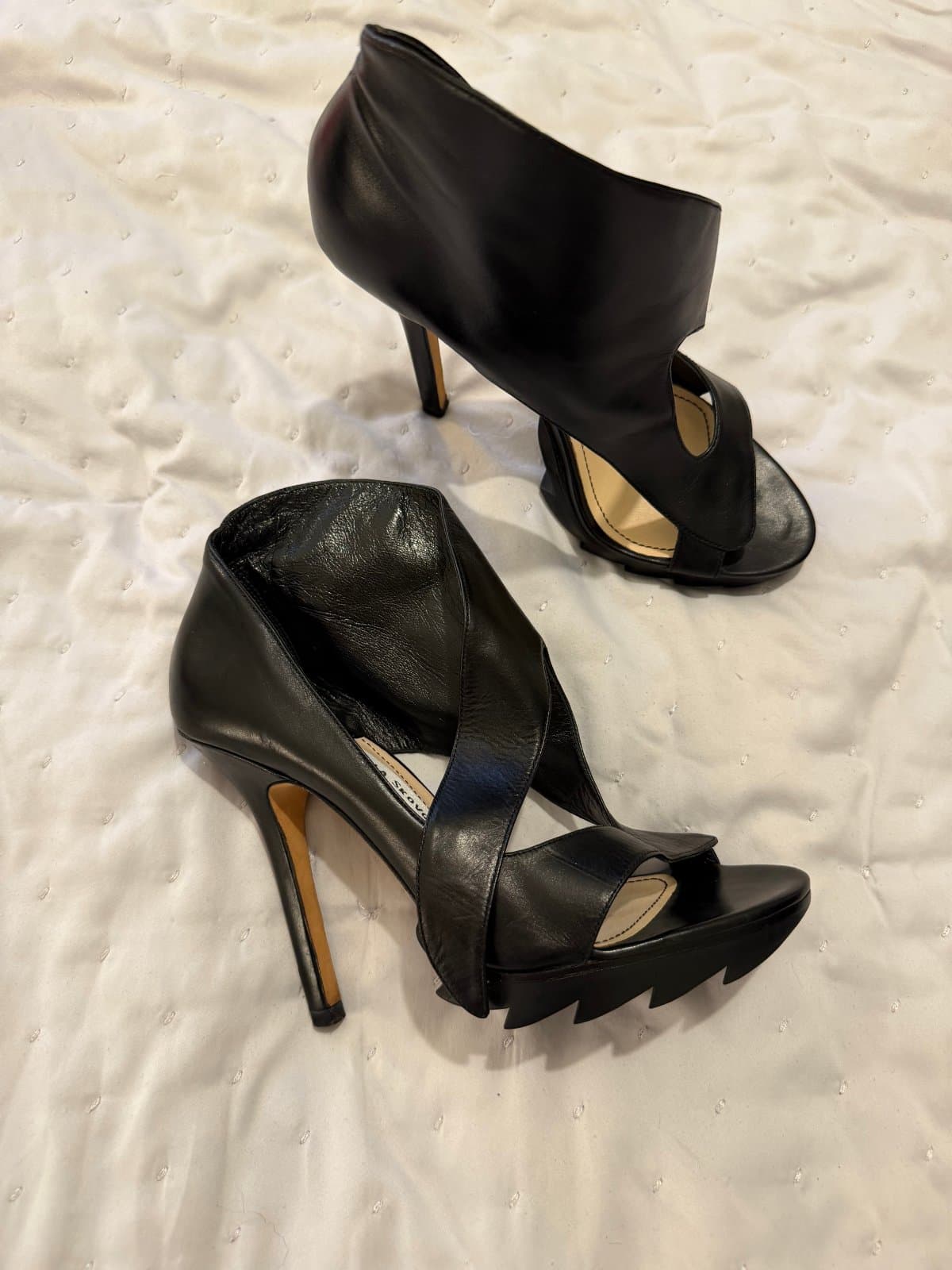 Camilla Skovgaard Black Leather Cut-Out Platform Heels – Size 38 - image 1