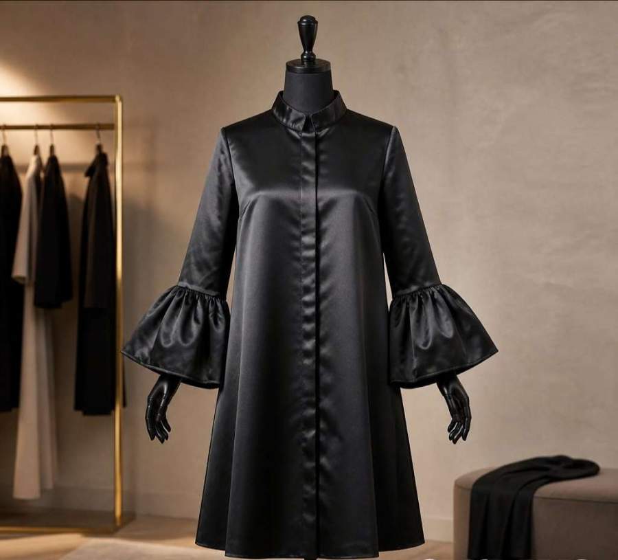 Elegant Satin A-line Dress - image 1
