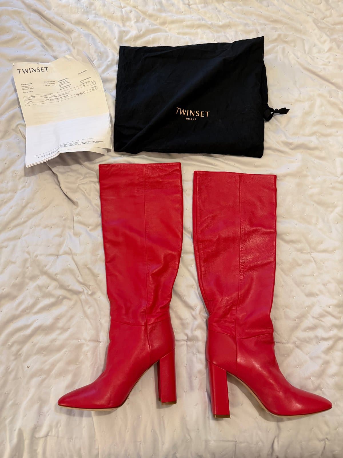 Twinset Milano Red Leather Knee-High Boots – Size 39 - image 1