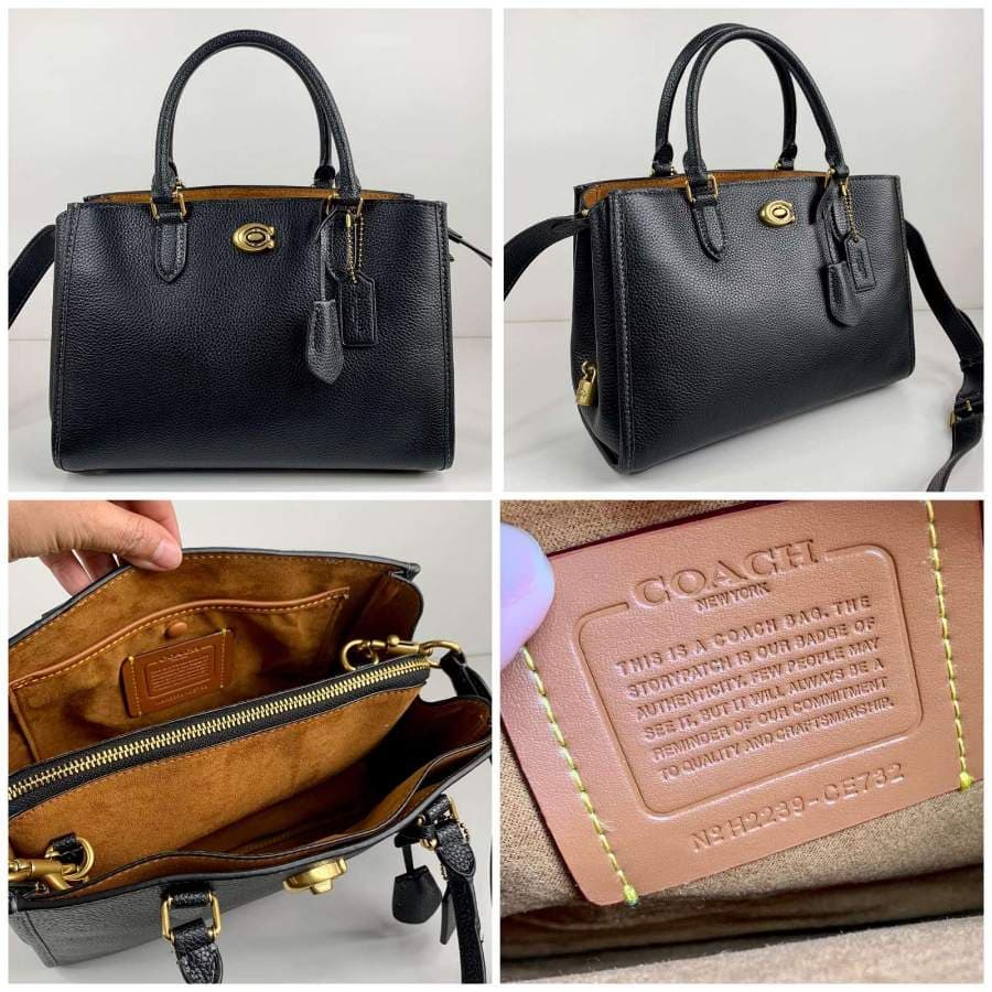 Coach Black Leather Satchel (mall full out )