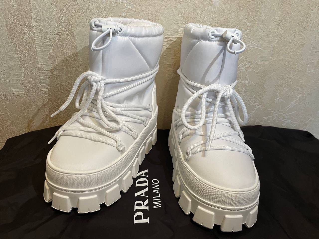 Prada's iconic après-ski snow boots, brand new