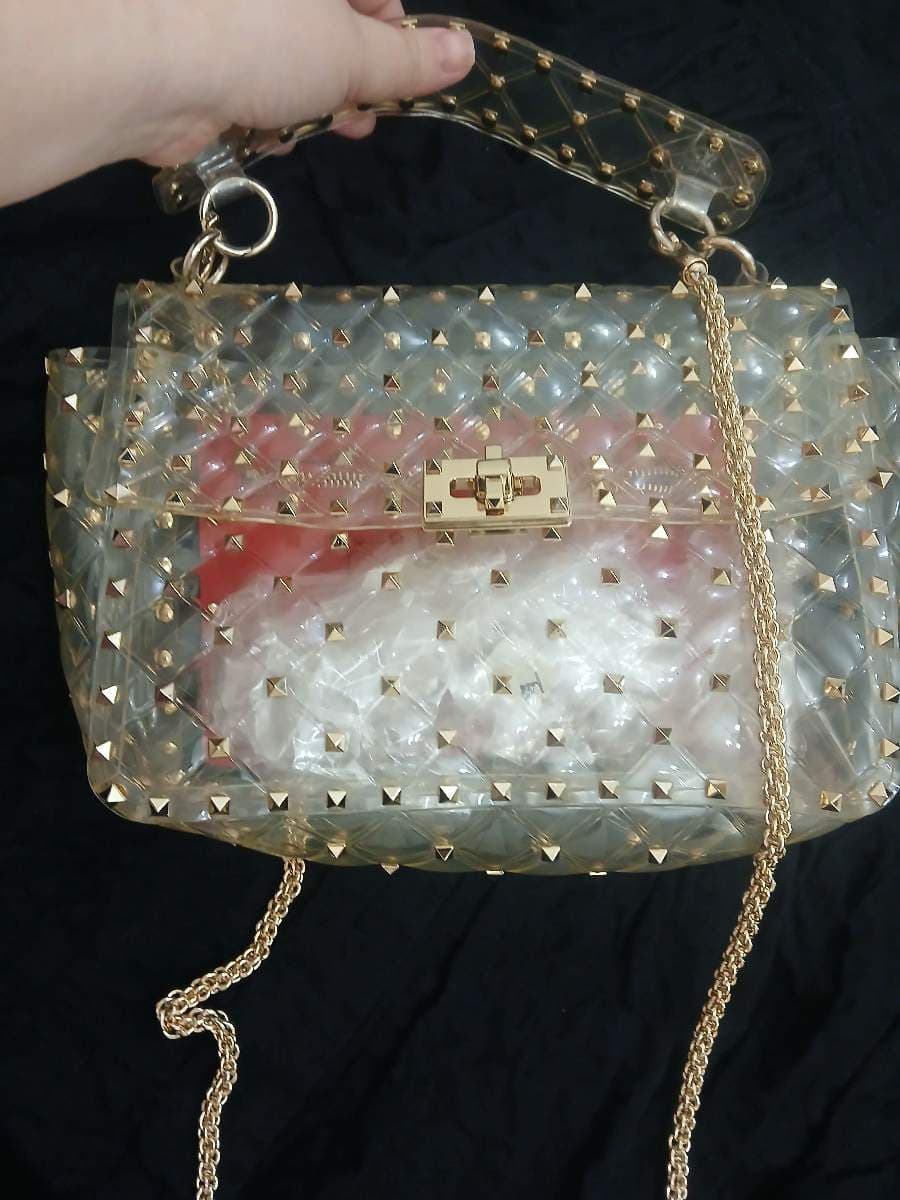 Valentino Clear Studded Top Handle Bag