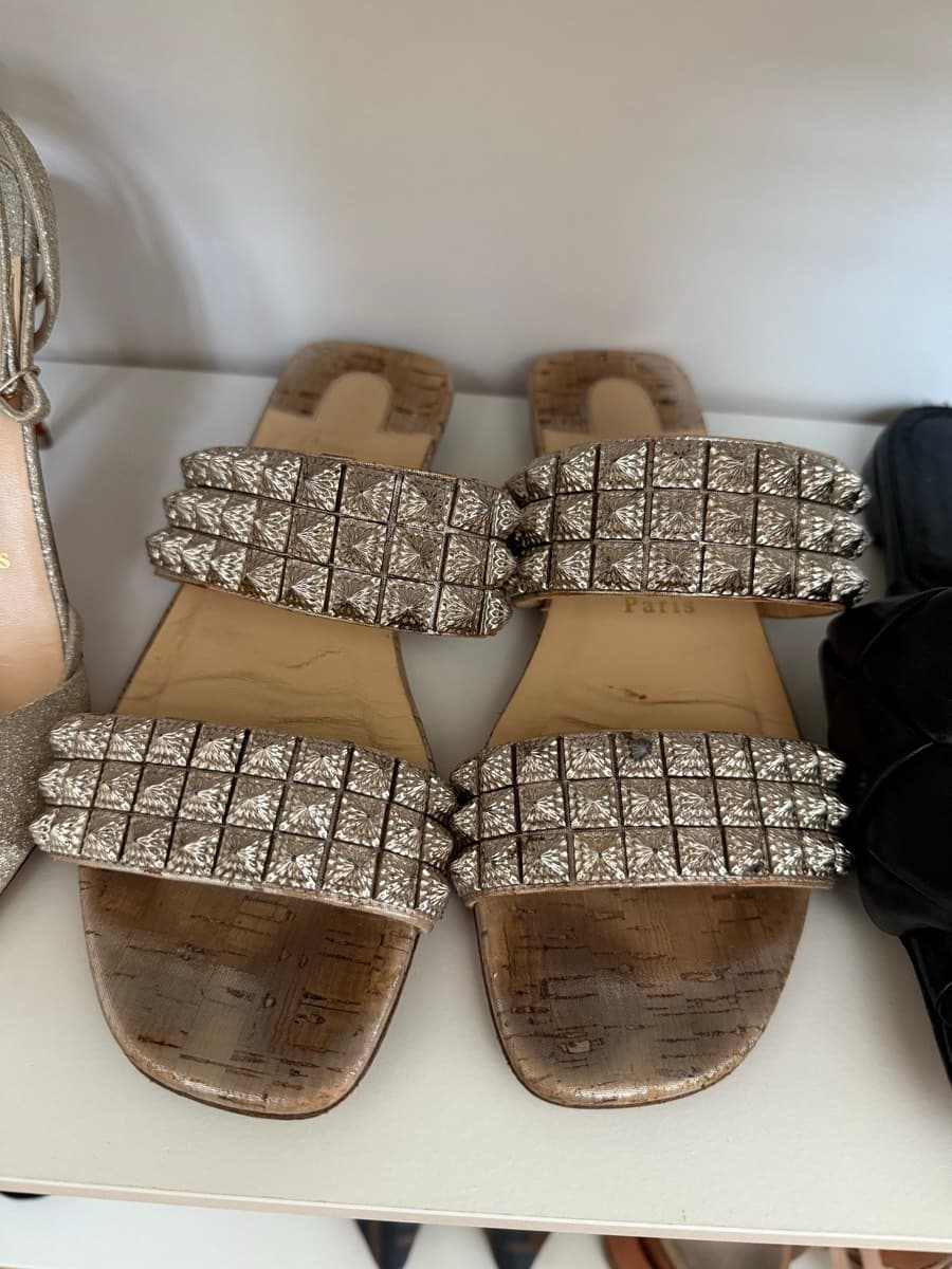 Christian Louboutin Silver Slides - image 1