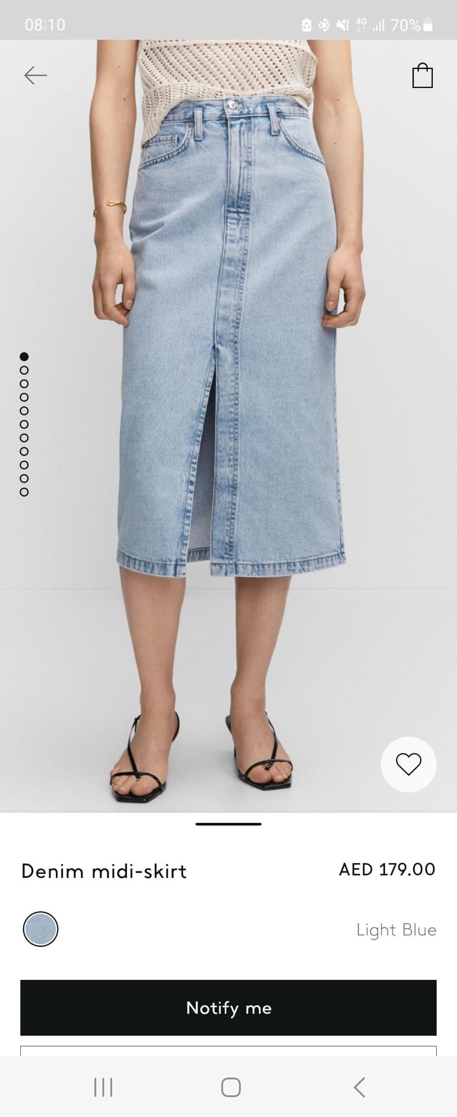 Light Blue Denim Midi Skirt