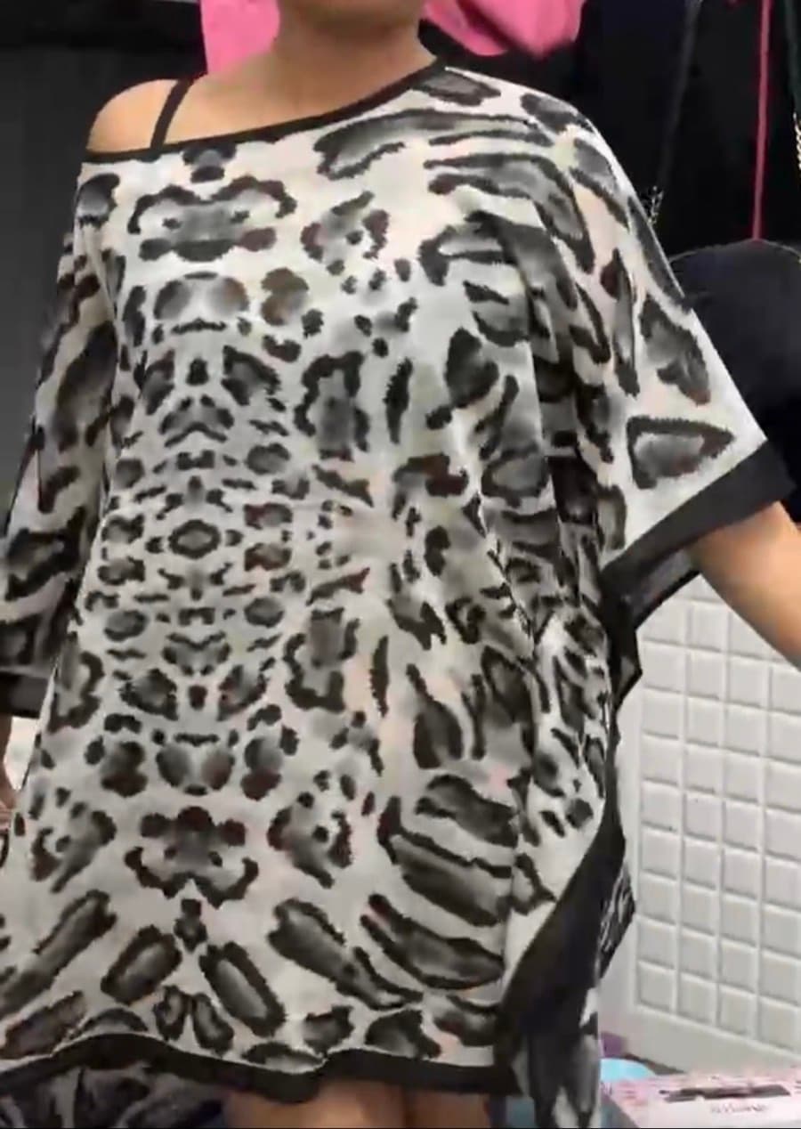 Leopard Print Kaftan Top - image 1