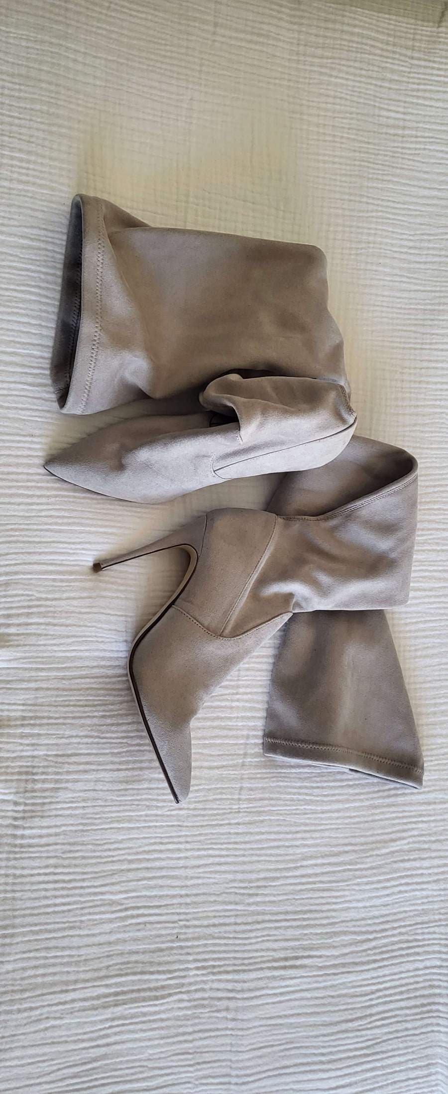 Taupe Suede Over-the-Knee Boots
