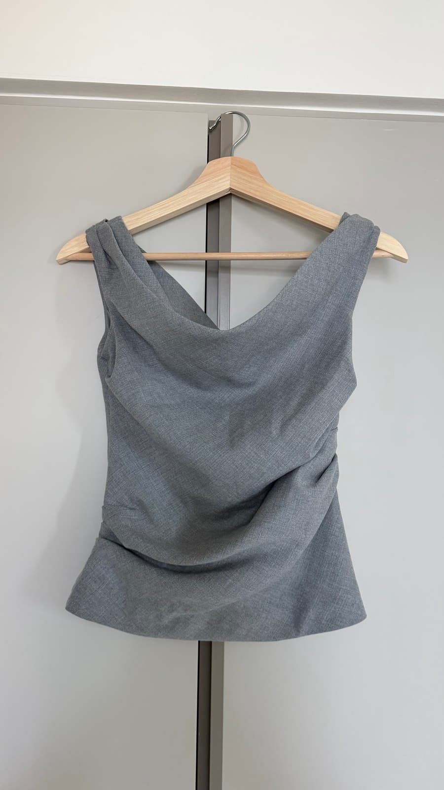Grey Draped Sleeveless Top