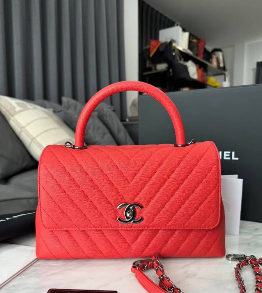 Chanel Red Caviar Top Handle