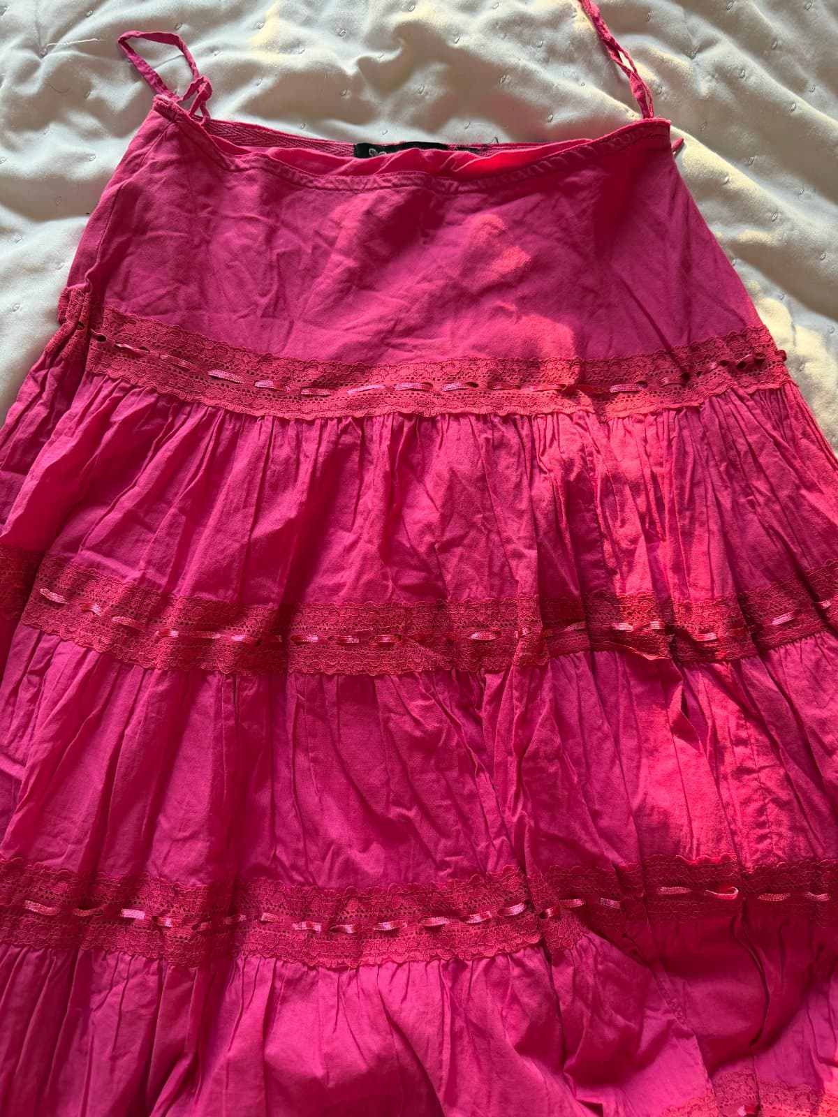 Vintage Anitsa Paris Hot Pink Tiered Boho Maxi Skirt – Size S - image 1