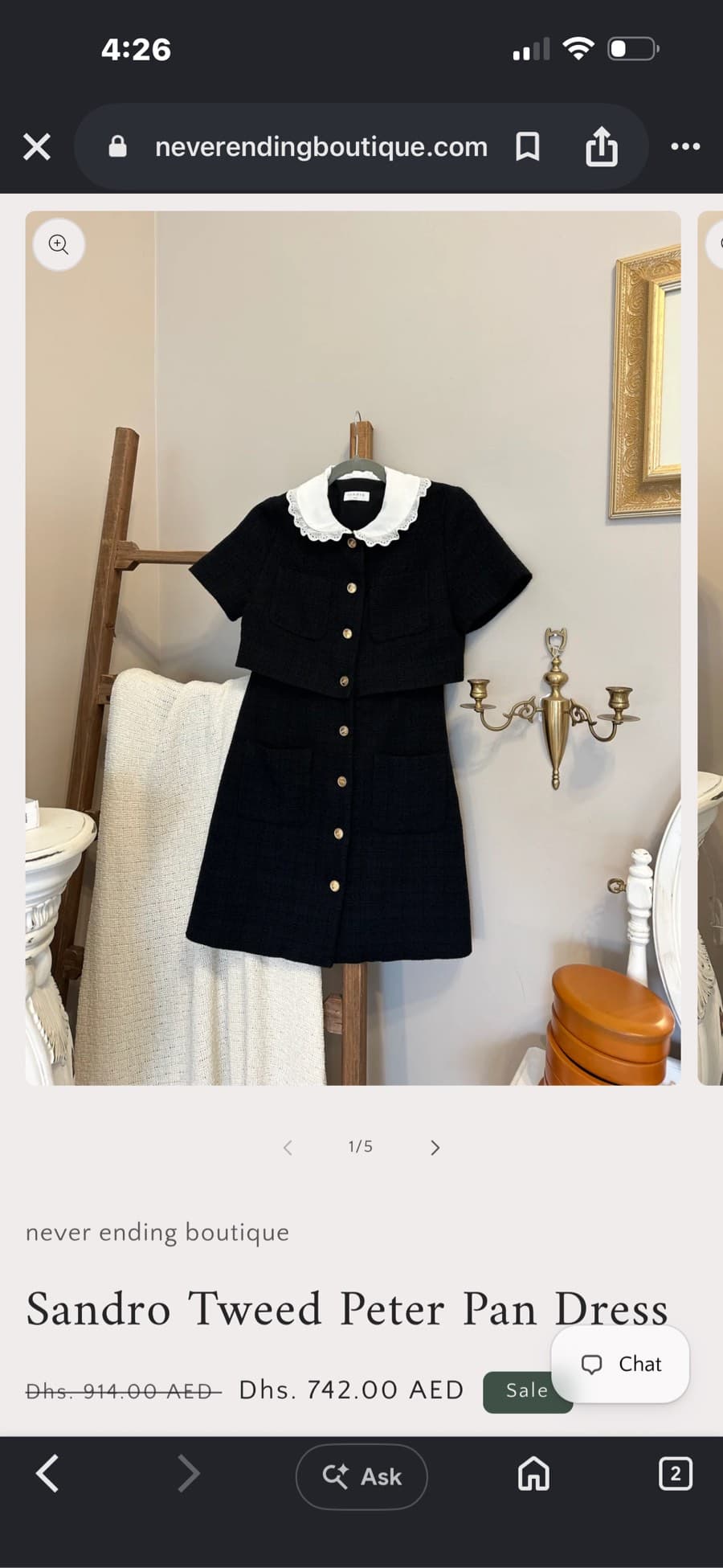 Sandro Tweed Peter Pan Dress
