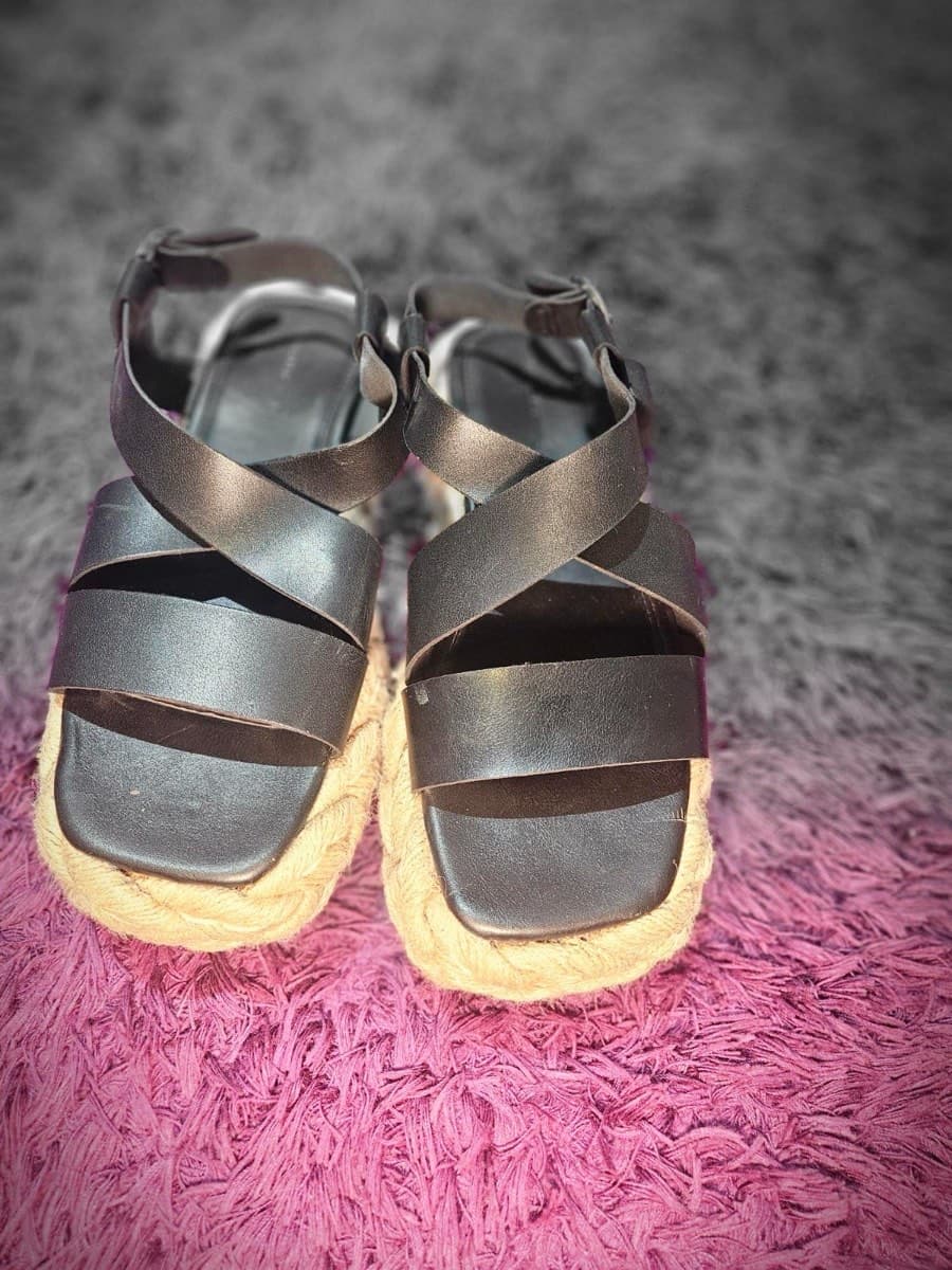 Black Espadrille Platform Sandals
