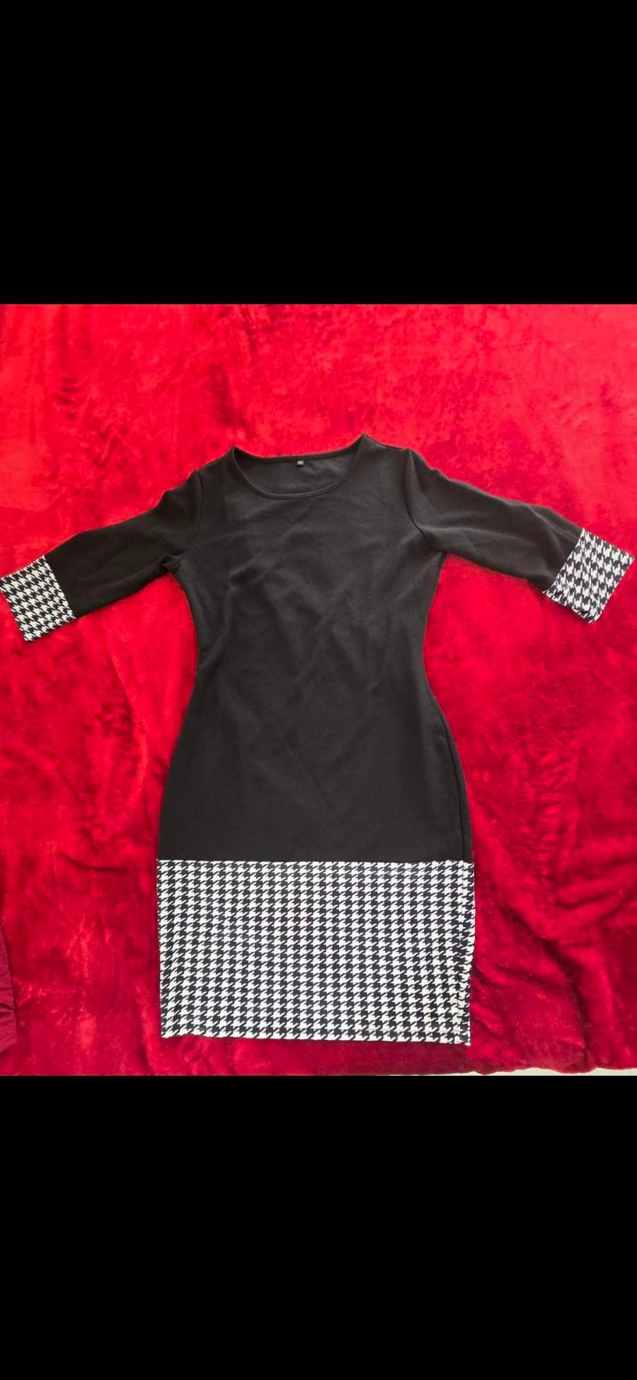 Black Houndstooth Detail Dress - image 1