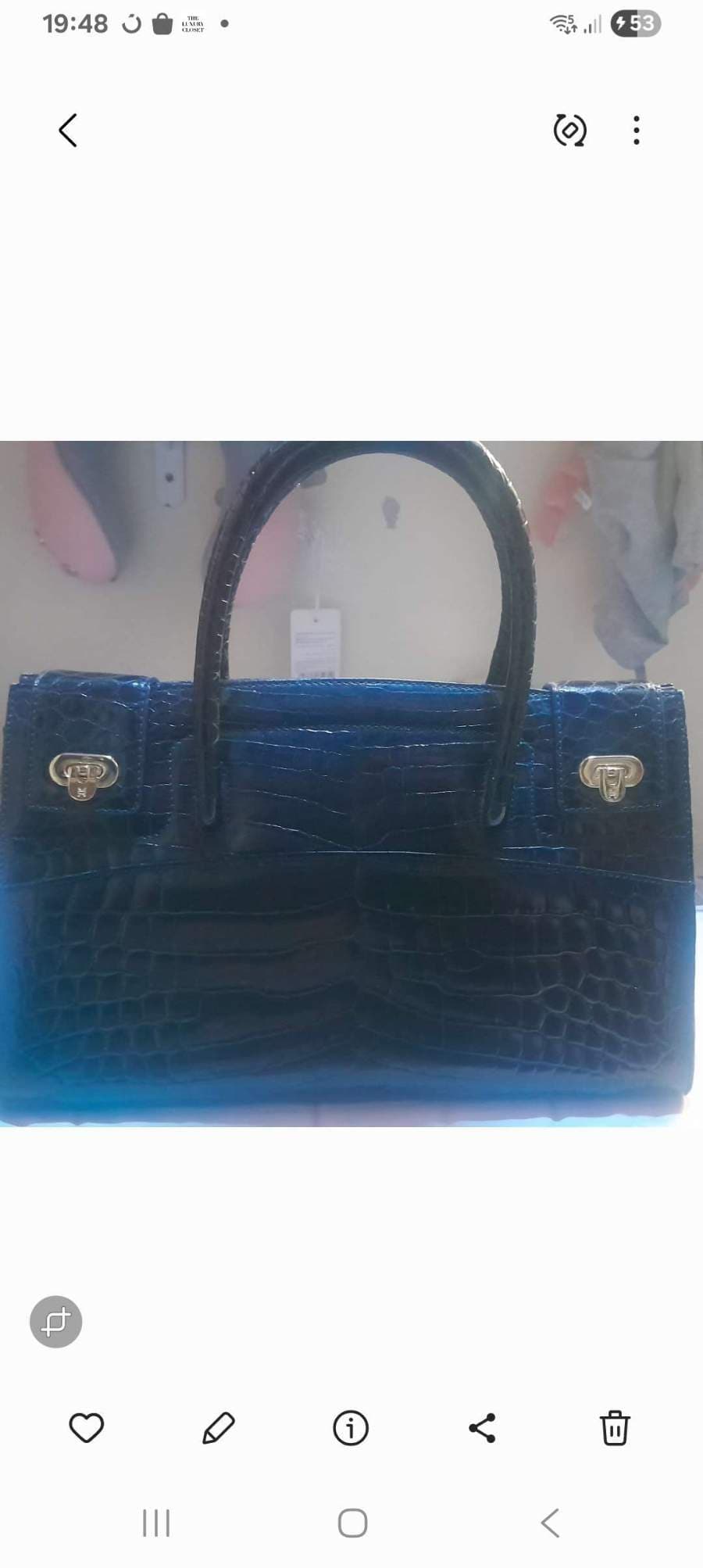 Black Croc-Embossed Top Handle Bag - image 1