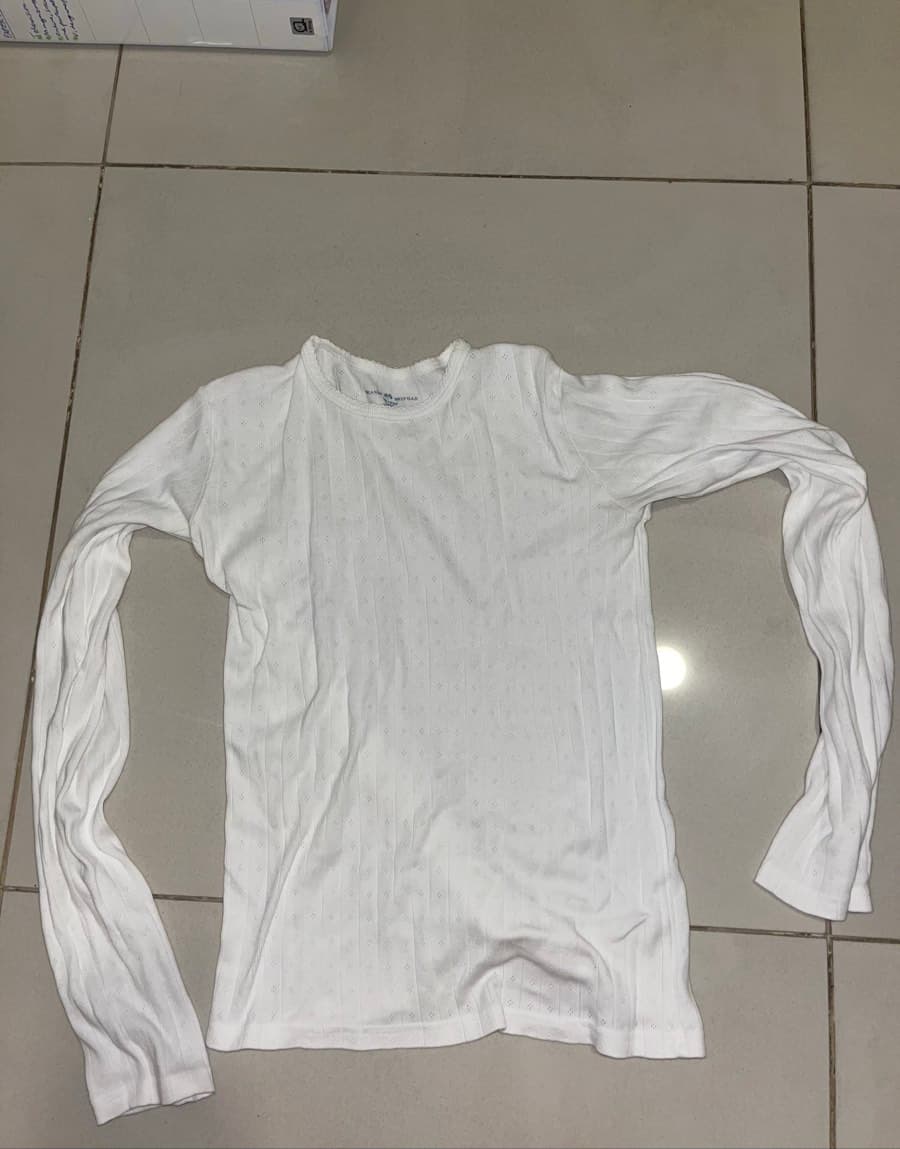 Brandy Melville White Ribbed long sleeve top 100% cotton one size - image 1