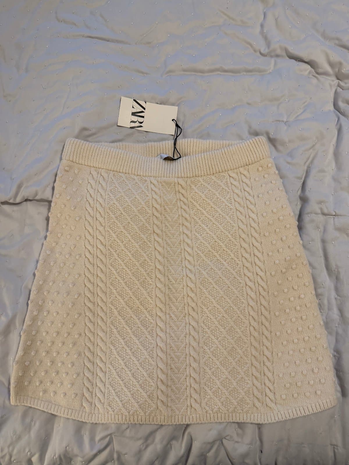 Zara Cream Cable Knit Mini Skirt – New With Tags - image 1