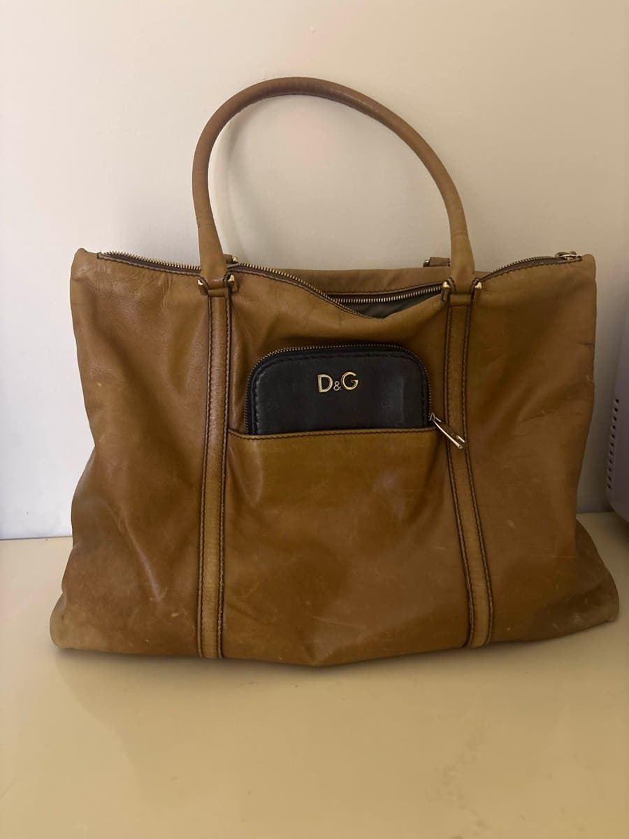 Tan Leather Tote Bag - image 1