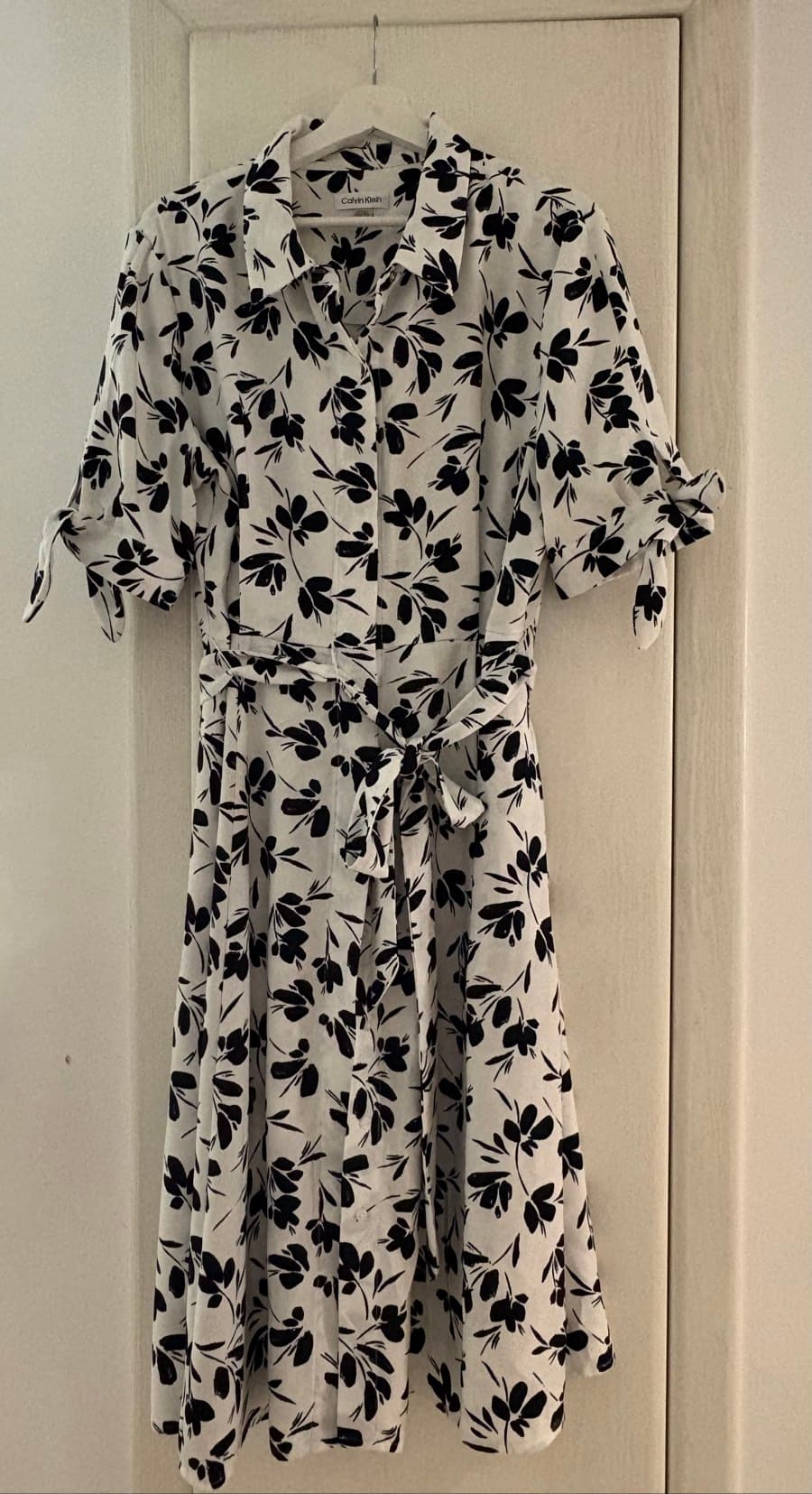 Calvin Klein White and Black Flower Dress. US only