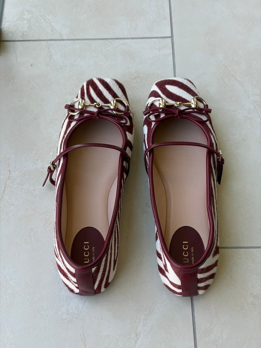 Gucci Zebra Horsebit Flats
