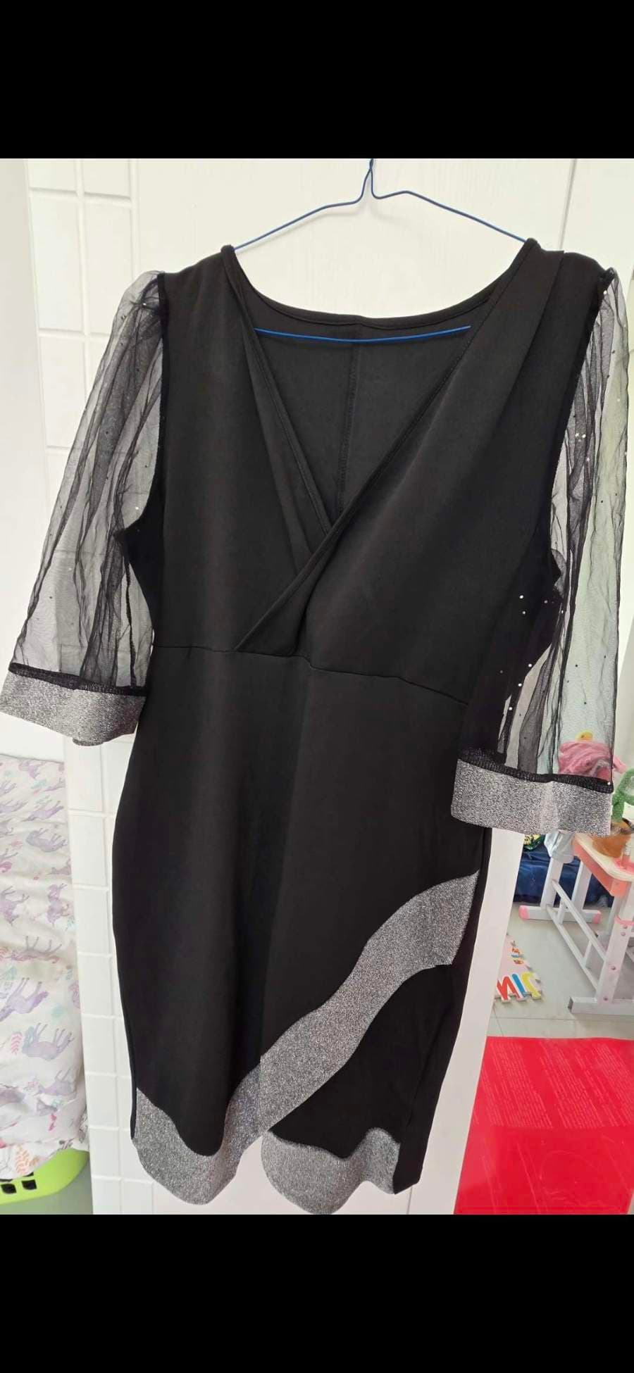 Black Dress Sheer Sleeves - image 1