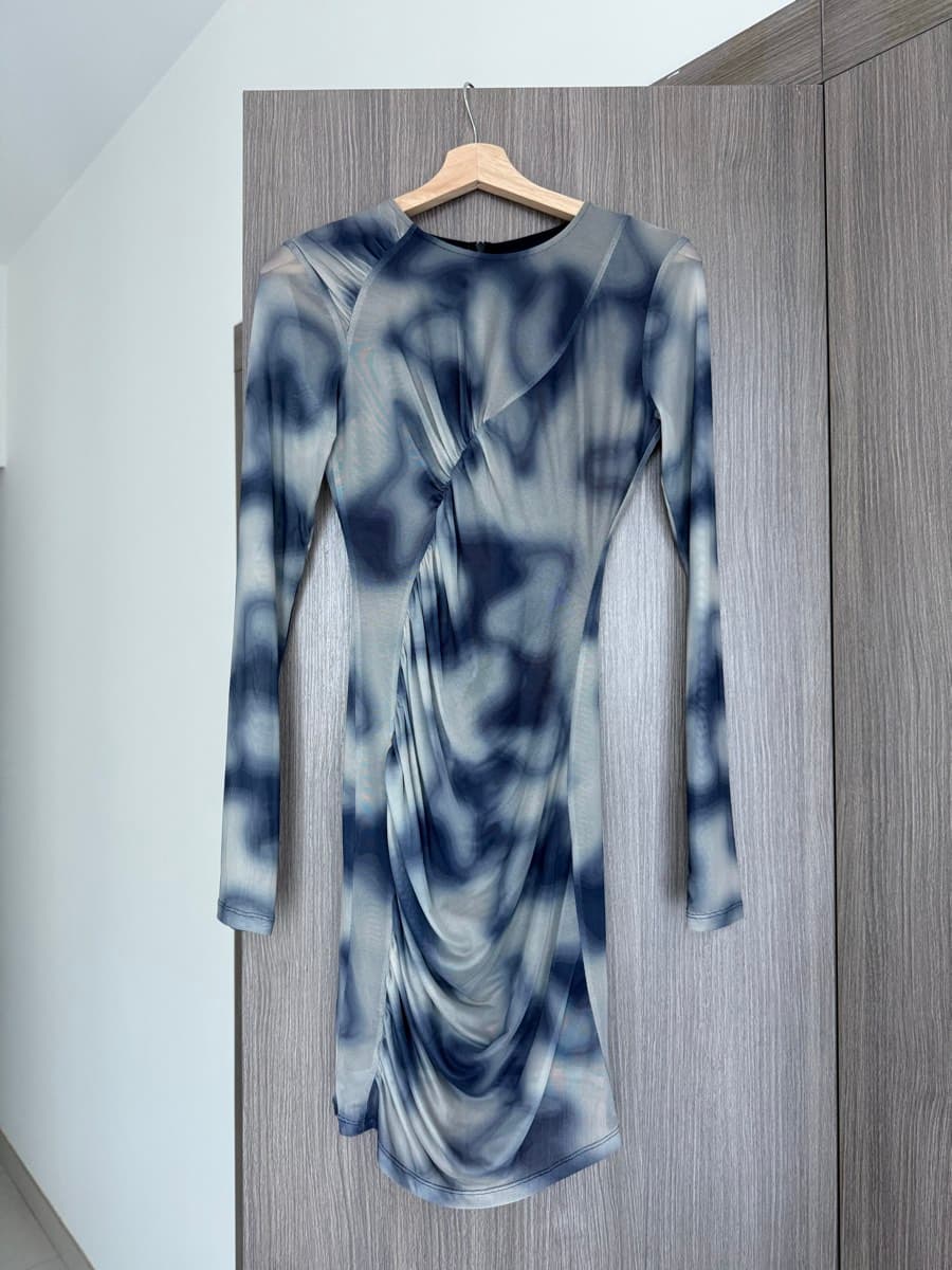 Zara Abstract Print Ruched Dress