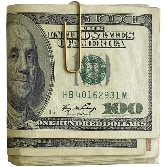Folded $100 bills
